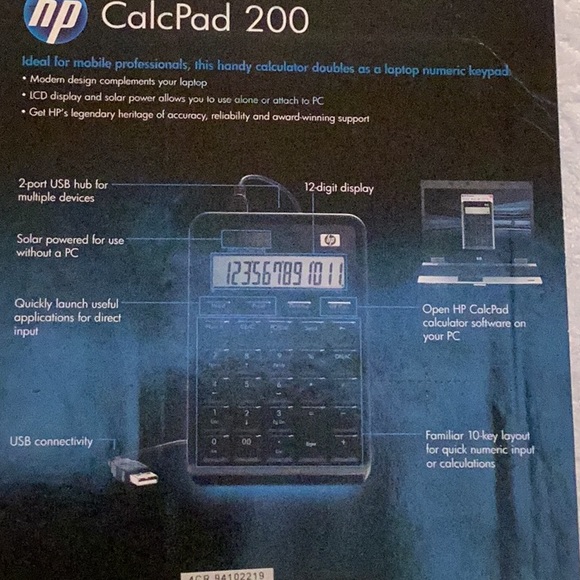 HP CalcPad 200 . Calculator that doubles as a key pad. Brand New In Box - Picture 5 of 5